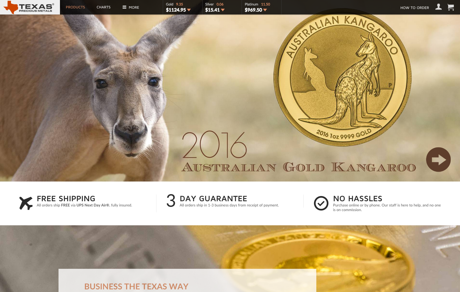 texas precious metals web design inspiration